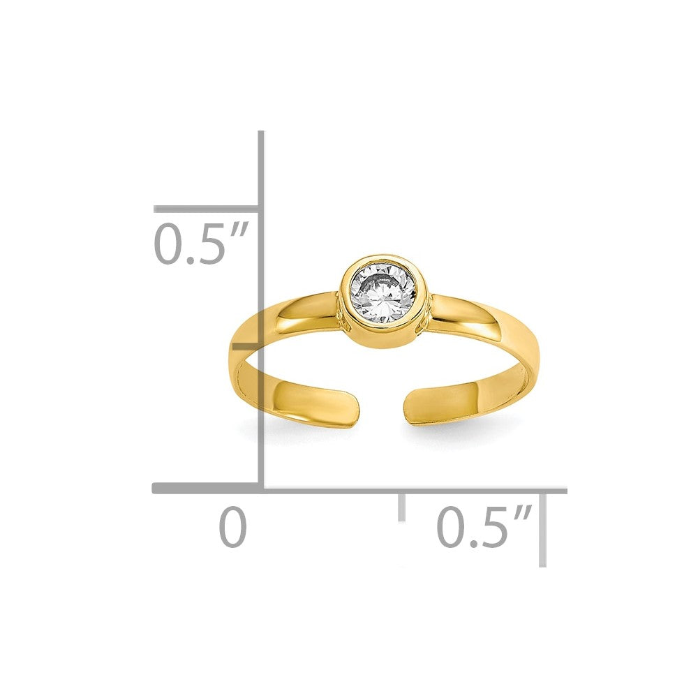 10K Yellow Gold Cz Toe Ring