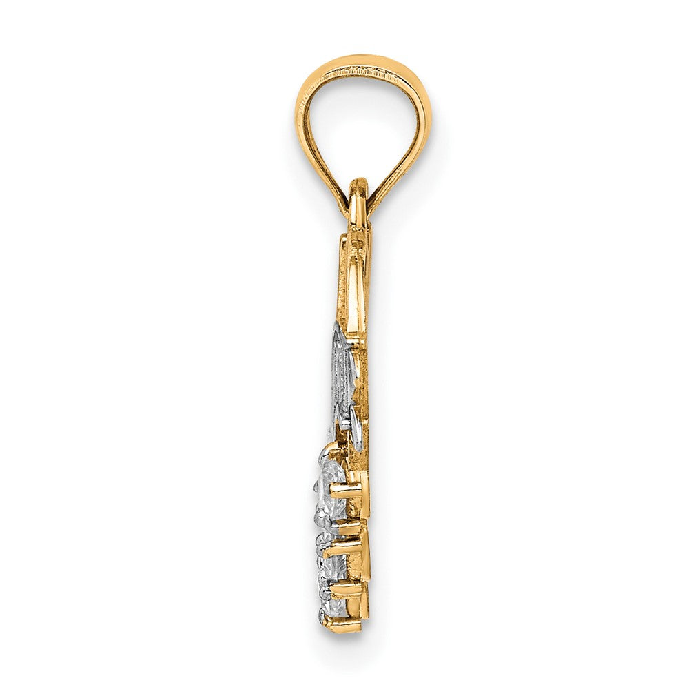 10k Yellow w/Rhodium 10K W/Rhodium CZ #1 GRANDMA In Heart Pendant ...