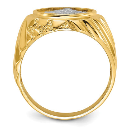 10K Two-tone Gold Men's Polished and Textured Masonic Ring