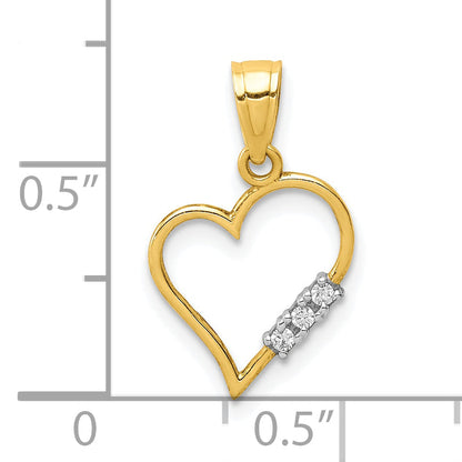 10K Yellow Gold Cz Heart Pendant