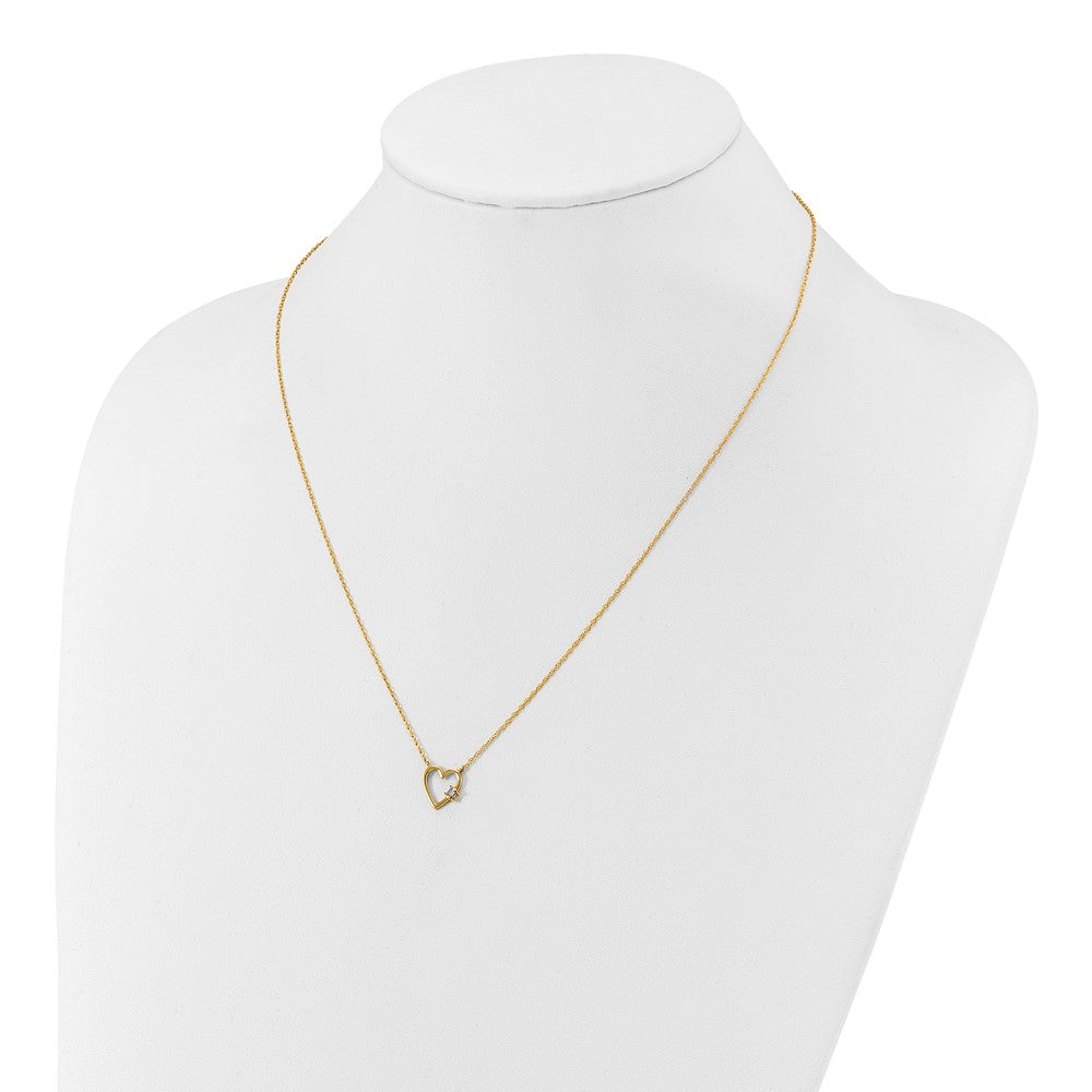 10K Yellow Gold 10K Polished Cz Heart Necklace