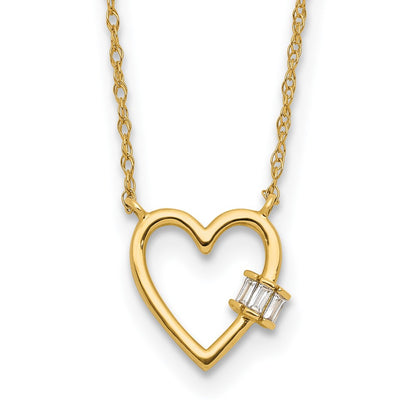 10K Yellow Gold 10K Polished Cz Heart Necklace
