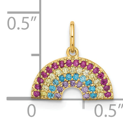 10K Yellow Gold 10K Polished Cz Rainbow Charm