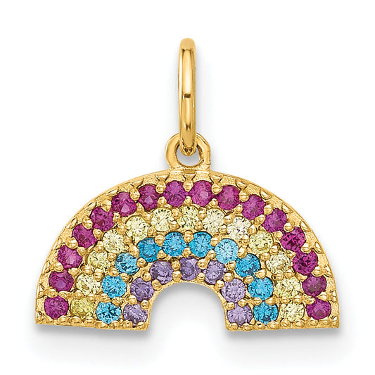 10K Yellow Gold 10K Polished Cz Rainbow Charm
