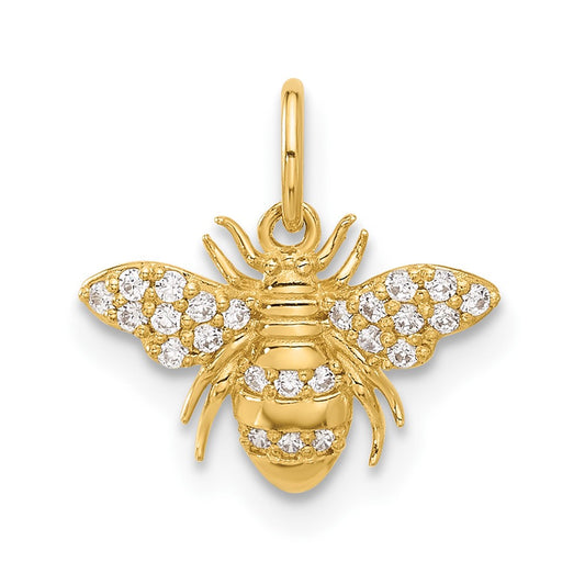 10K Yellow Gold 10K Polished Clear Cz Bee Charm