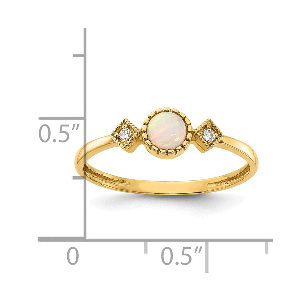 10K Yellow Gold 10K Polished Cz And Created Opal Ring