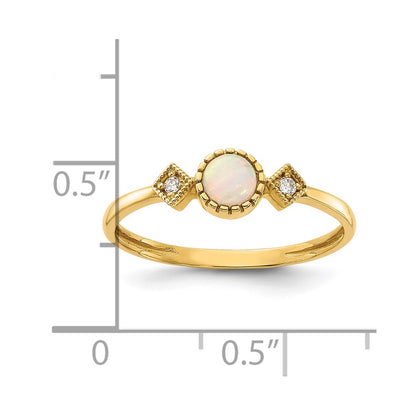 10K Yellow Gold 10K Polished Cz And Created Opal Ring