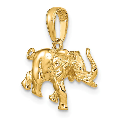 10K Yellow Gold 10K Satin 3-D Elephant Pendant