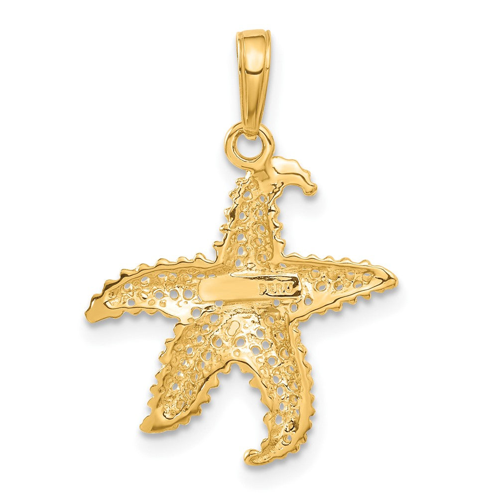 10K Yellow Gold Polished Open-Backed Starfish Pendant