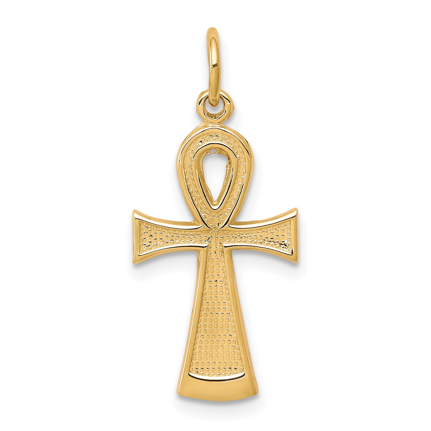 10k Yellow Gold Solid Flat-Backed Ankh/Egyptian Cross Pendant