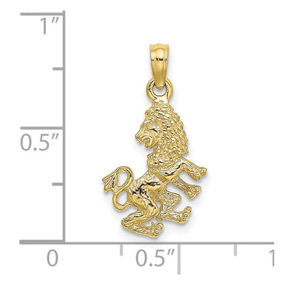 10K Yellow Gold 10K 3-D Leo Zodiac Pendant