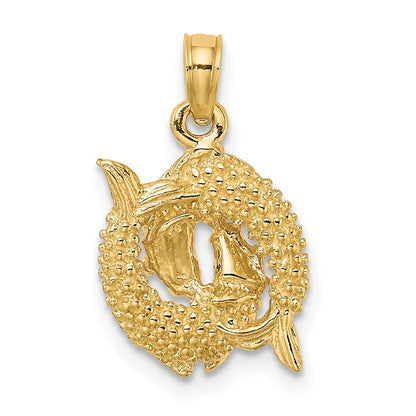 10K Yellow Gold 10K 3-D Pisces Zodiac Pendant
