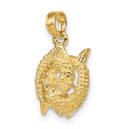10K Yellow Gold 10K 3-D Pisces Zodiac Pendant