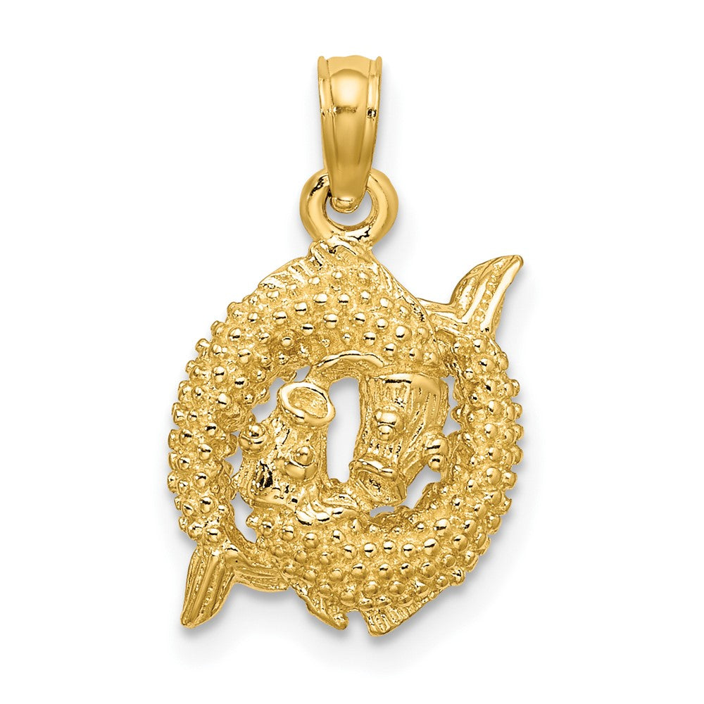 10K Yellow Gold 10K 3-D Pisces Zodiac Pendant