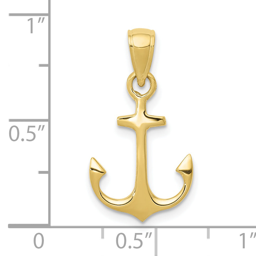 10K Yellow Gold Anchor Pendant