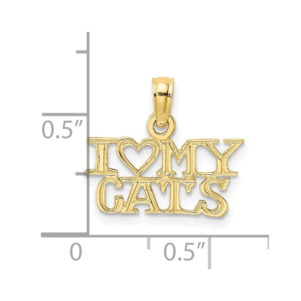 10K Yellow Gold I Heart My Cats Charm