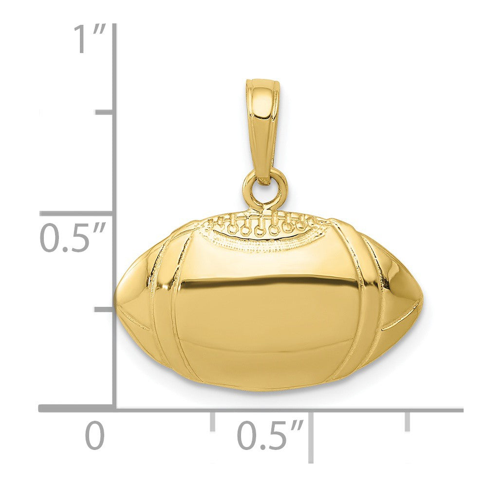 10K Yellow Gold 10K Football Profile Pendant
