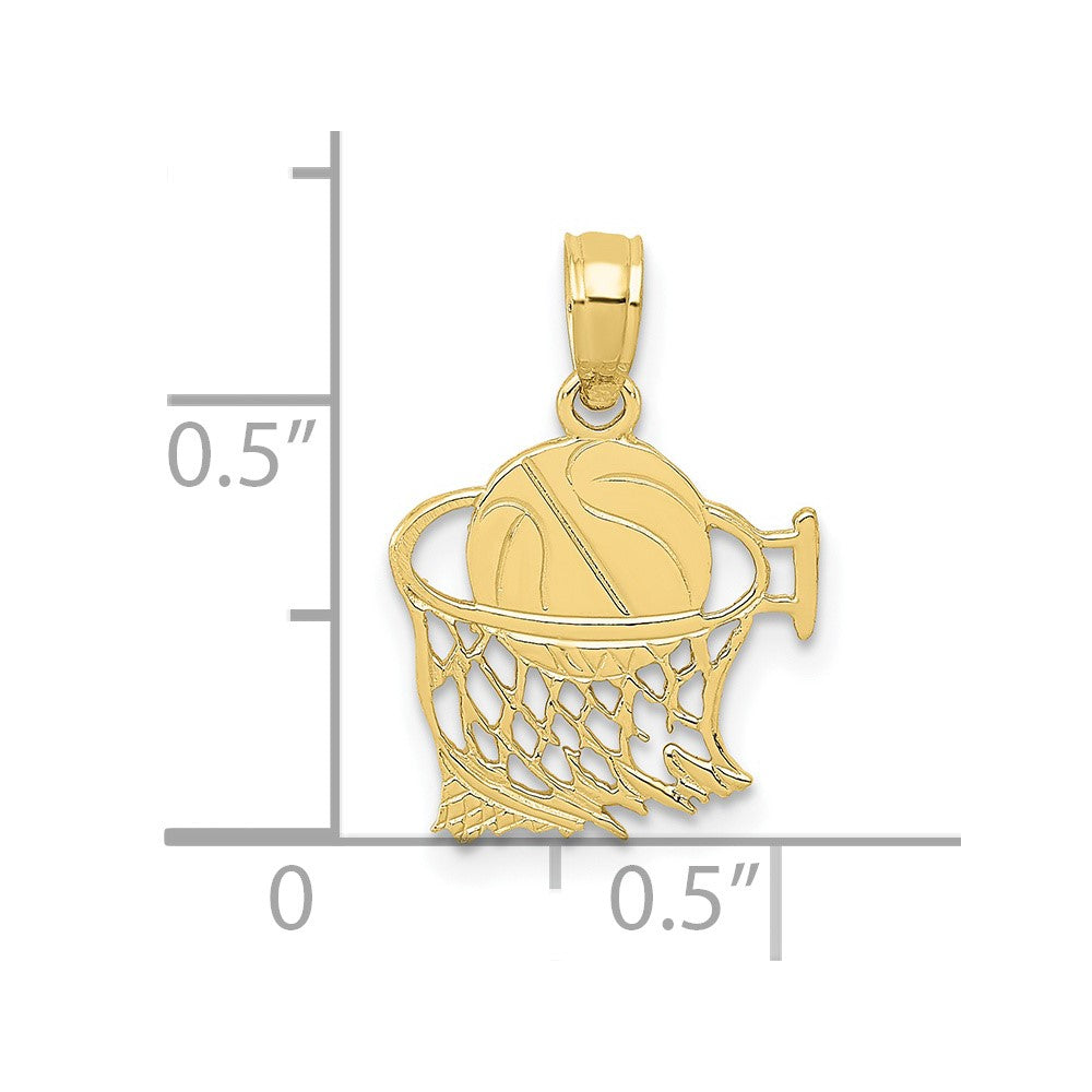 10K Yellow Gold 10K Basketball In Net Pendant