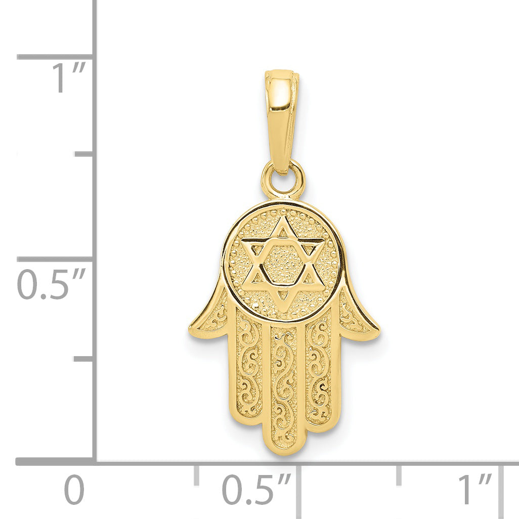 10K Yellow Gold 10K Hamsa W/Star Of David Pendant
