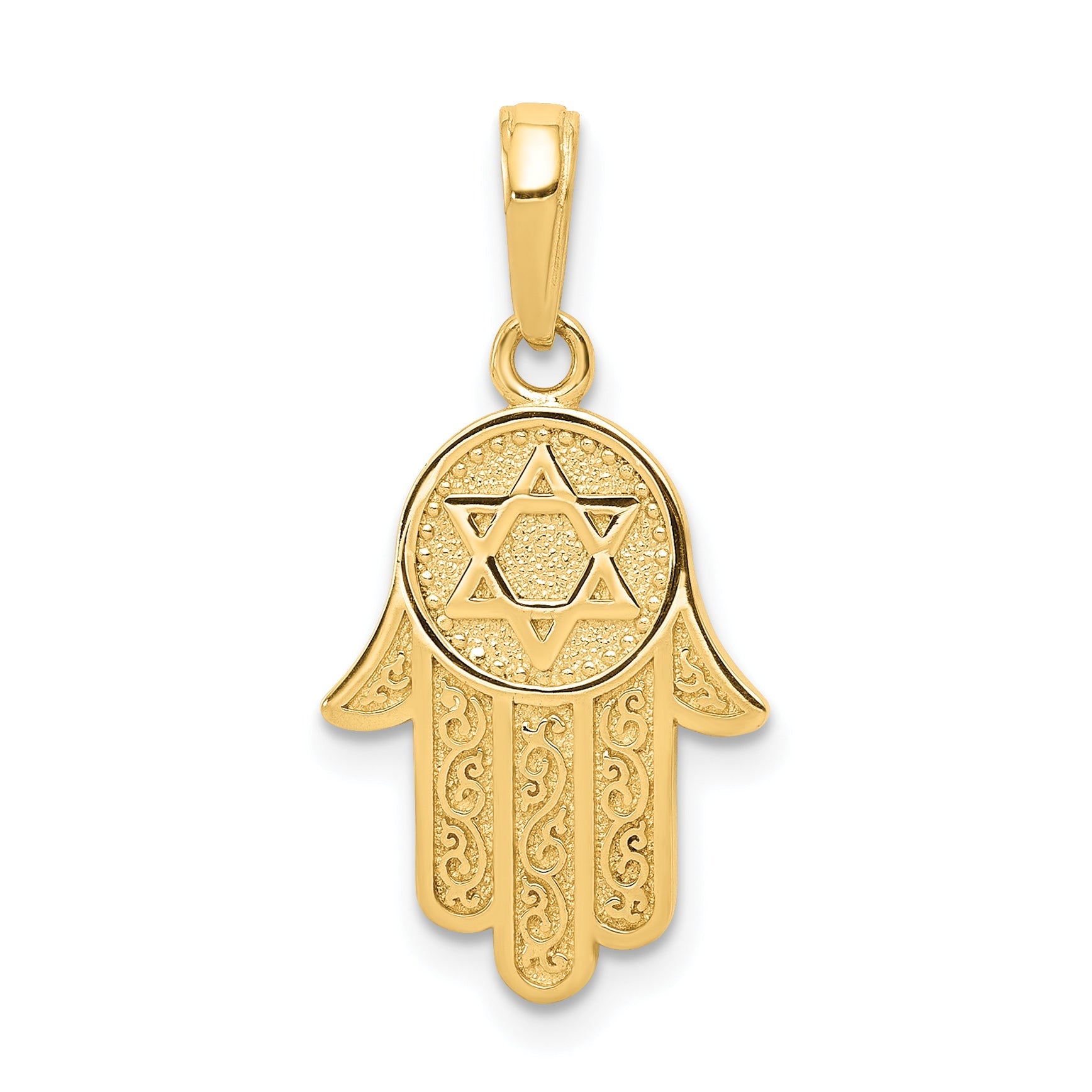 10K Yellow Gold 10K Hamsa W/Star Of David Pendant