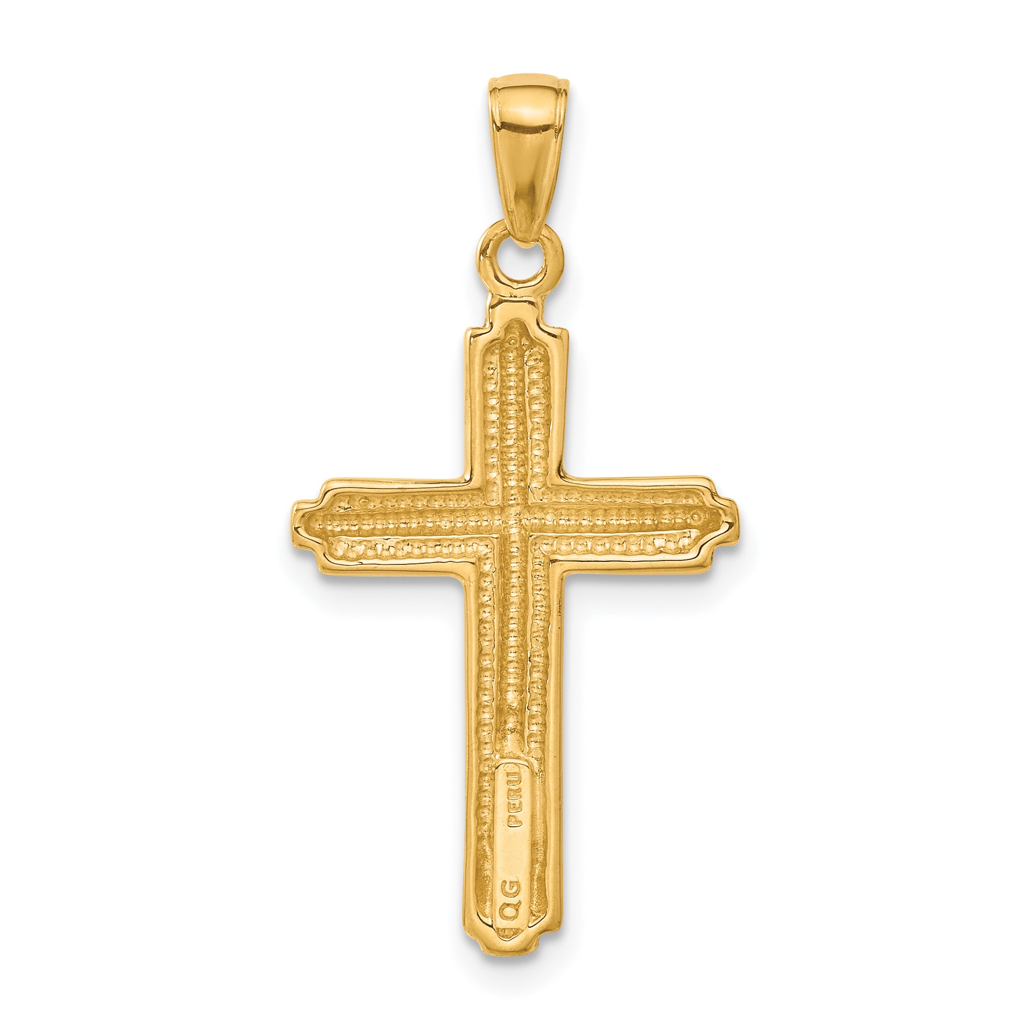10K Yellow Gold 10K Cross With Striped Border Pendant