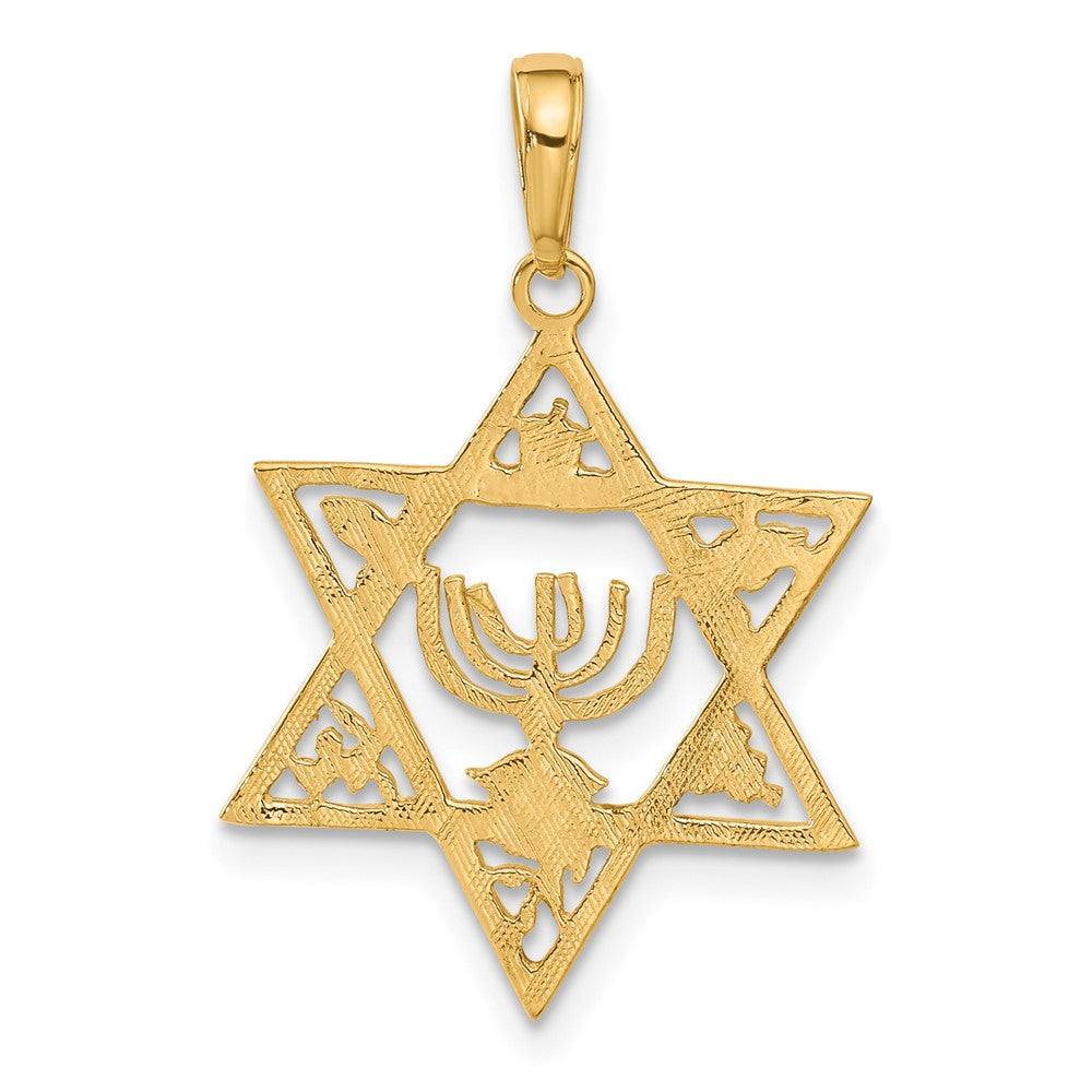 10K Yellow Gold 10K Star Of David W/Menorah Pendant