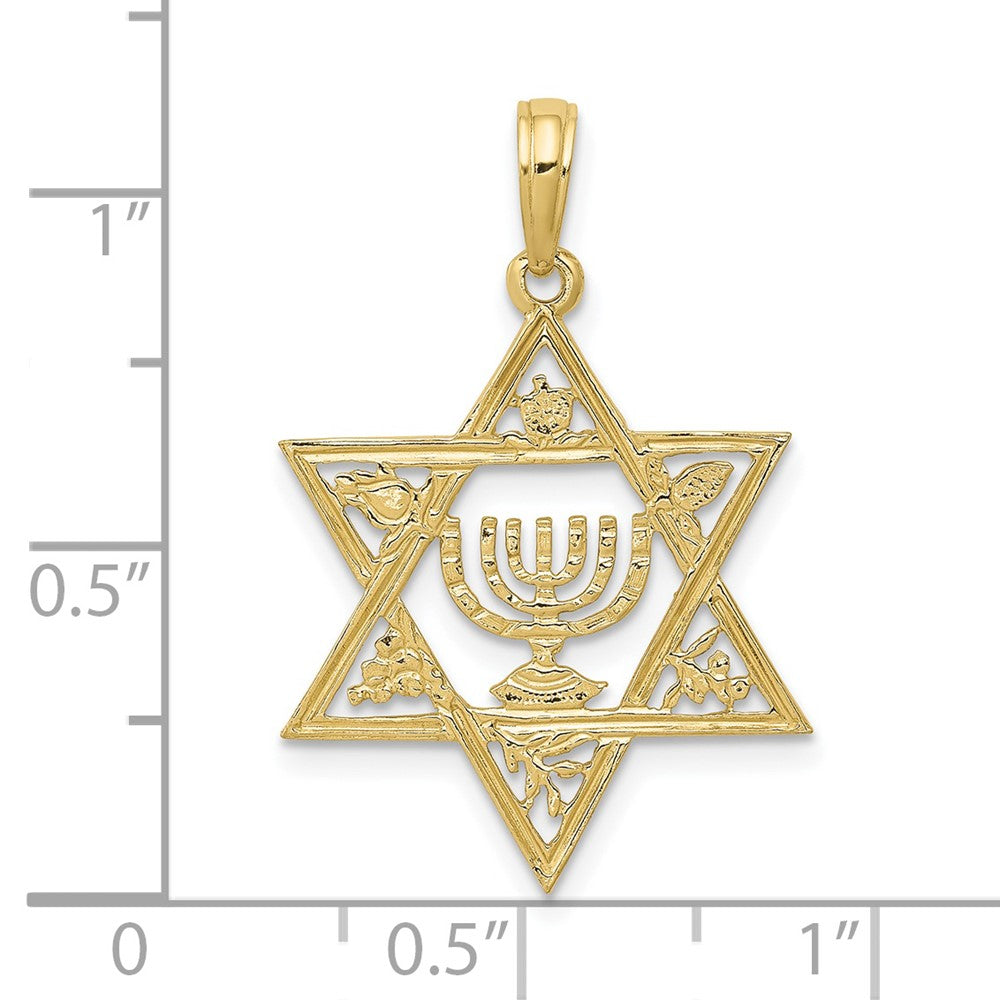 10K Yellow Gold 10K Star Of David W/Menorah Pendant