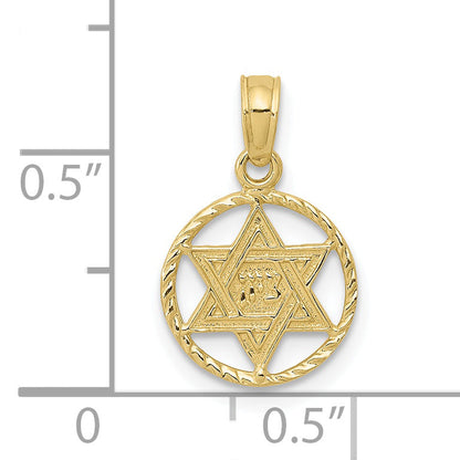 10K Yellow Gold 10K Star Of David In Circle Frame Pendant