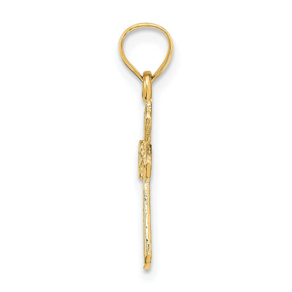 10K Yellow Gold 10K Small Cross W/Flower Charm