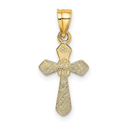 10K Yellow Gold 10K Small Cross W/Flower Charm