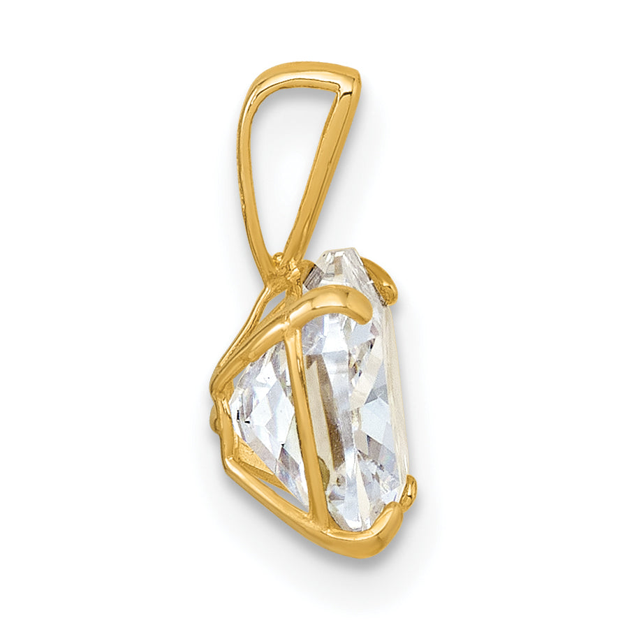 10K Yellow Gold Polished 8.00mm Cushion-Cut Cz Solitaire Pendant