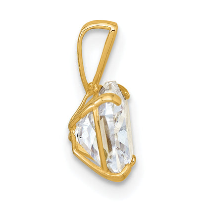 10K Yellow Gold Polished 8.00mm Cushion-Cut Cz Solitaire Pendant