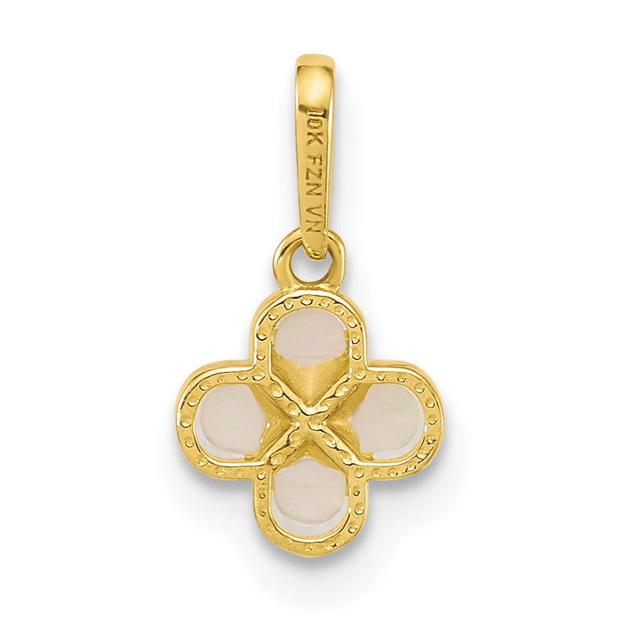 10K Yellow Gold Polished Mother Of Pearl Clover Pendant