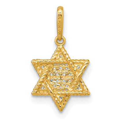 10K Yellow Gold Polished Cz Star Of David Pendant