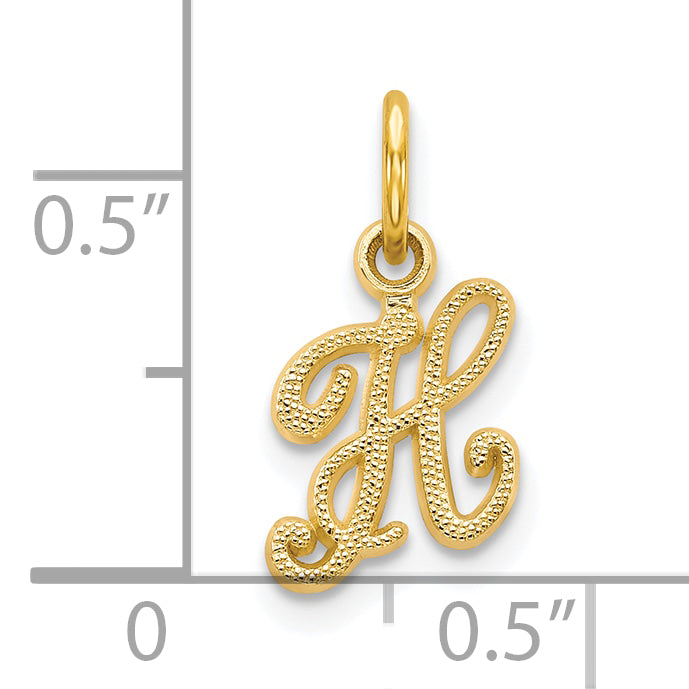 10K Yellow Gold Initial H Charm
