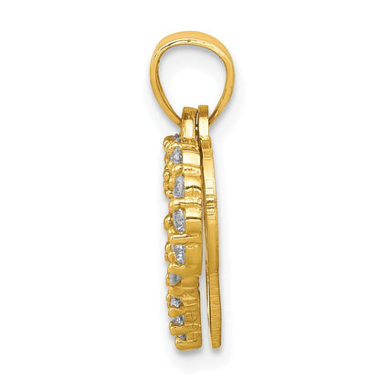 10K Yellow Gold Small Cz I Love You Heart Charm