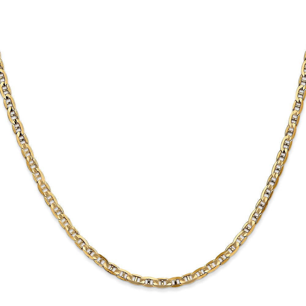 18 Inch 10K Yellow Gold 3mm Concave Anchor Chain Necklace