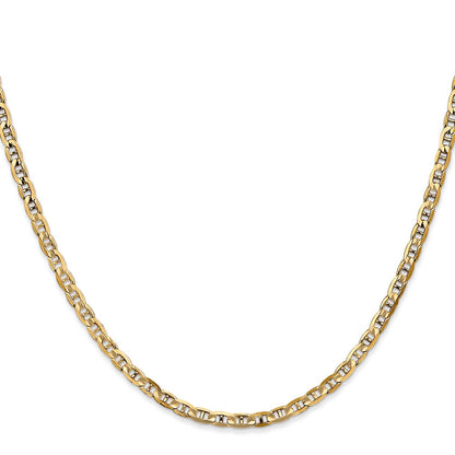 24 Inch 10K Yellow Gold 3mm Concave Anchor Chain Necklace