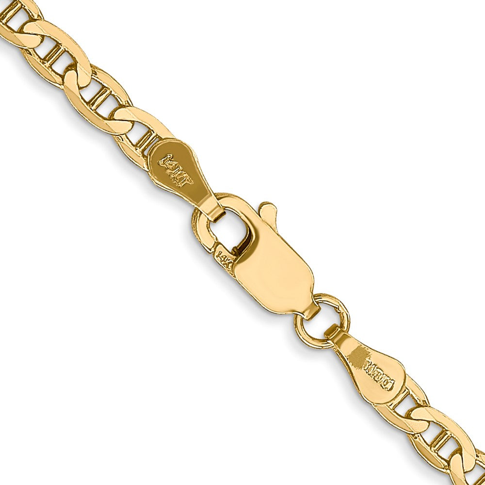 24 Inch 10K Yellow Gold 3mm Concave Anchor Chain Necklace