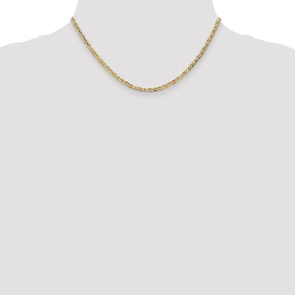 16 Inch 10K Yellow Gold 3mm Concave Anchor Chain Necklace