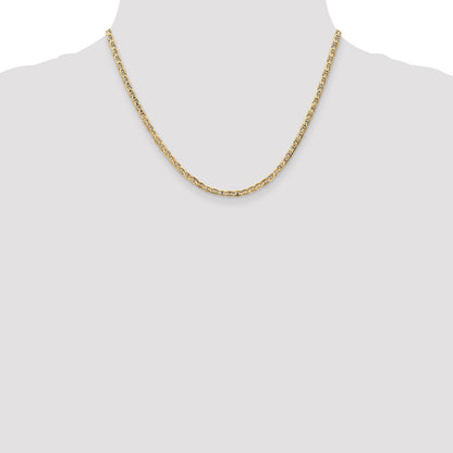 18 Inch 10K Yellow Gold 3mm Concave Anchor Chain Necklace