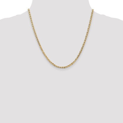 2 Inch 10K Yellow Gold 3mm Concave Anchor Chain Necklace