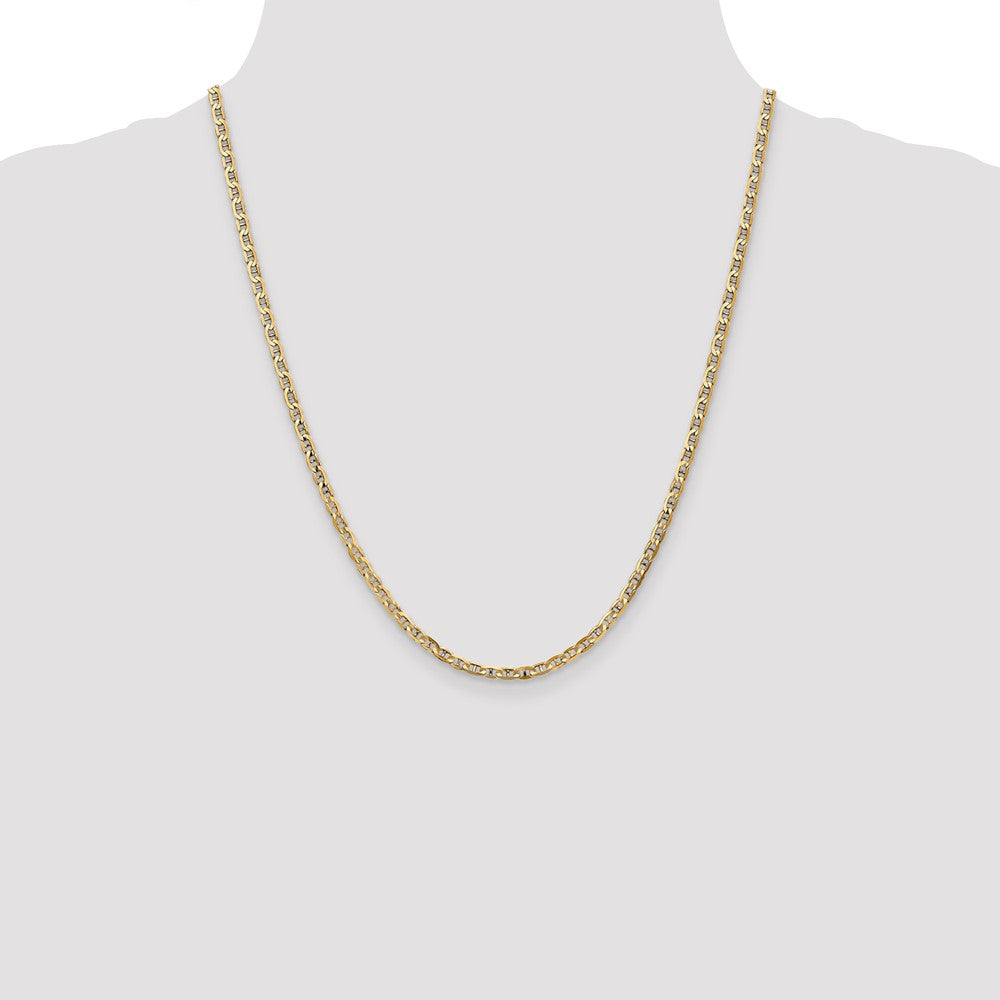 22 Inch 10K Yellow Gold 3mm Concave Anchor Chain Necklace