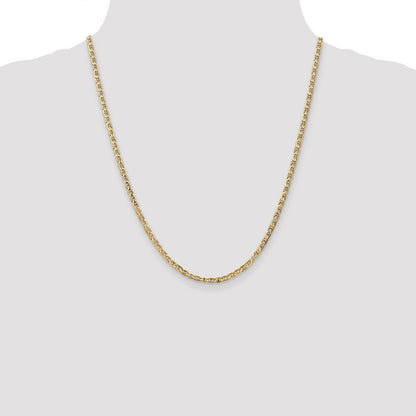 22 Inch 10K Yellow Gold 3mm Concave Anchor Chain Necklace