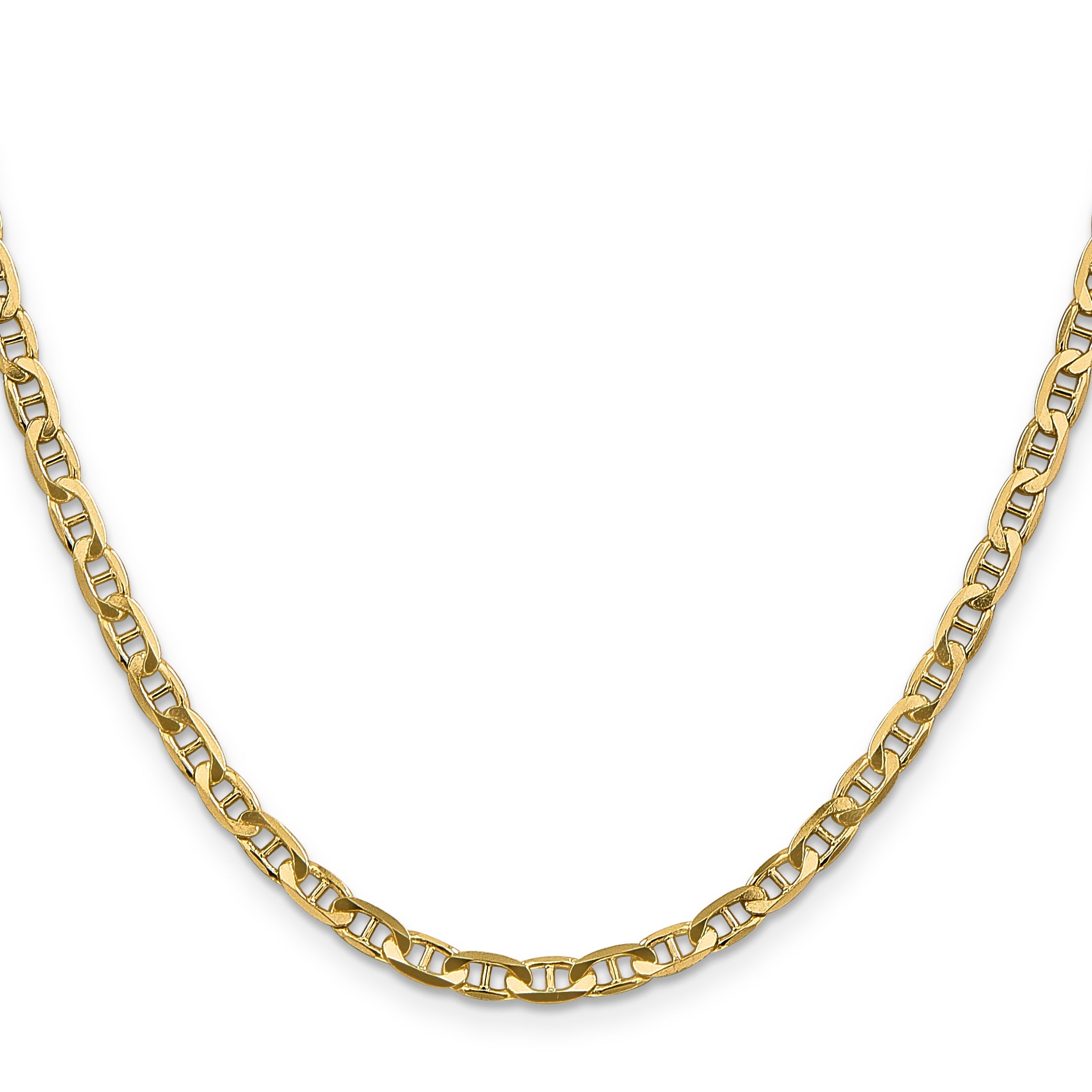 24 Inch 10K Yellow Gold 3.75mm Concave Anchor Chain Necklace