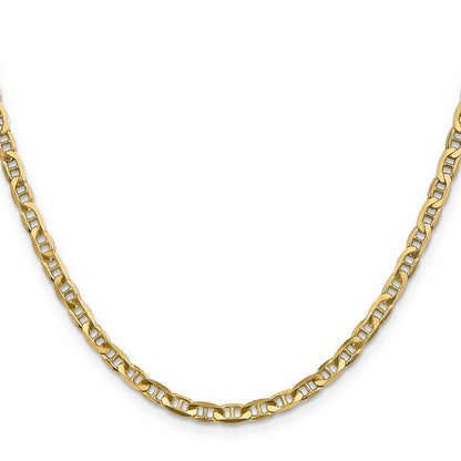 2 Inch 10K Yellow Gold 3.75mm Concave Anchor Chain Necklace