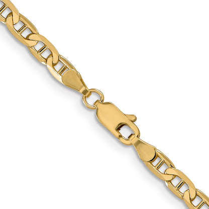 24 Inch 10K Yellow Gold 3.75mm Concave Anchor Chain Necklace