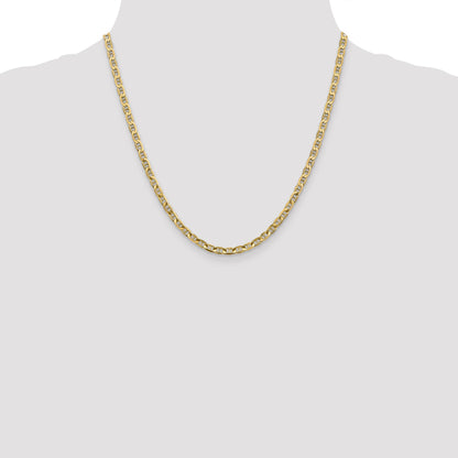 2 Inch 10K Yellow Gold 3.75mm Concave Anchor Chain Necklace