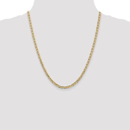 22 Inch 10K Yellow Gold 3.75mm Concave Anchor Chain Necklace