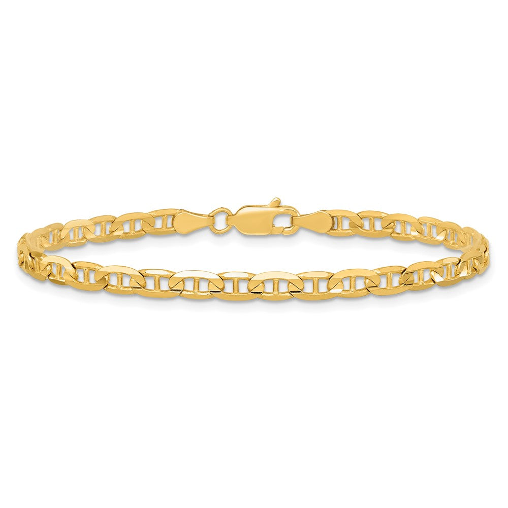 9 Inch 10K Yellow Gold 3.75mm Concave Anchor Chain Bracelet